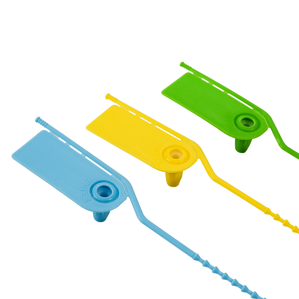 JY210T- Beaded Pull-Tight Plastic Seal with Tear-Off Buckle – Anti-Tamper Security for Logistics & Airline Carts