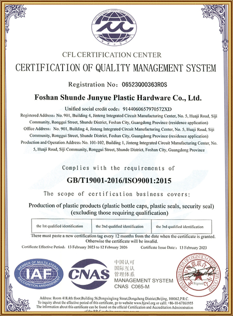 ISO9001 Quality Management System Certificate