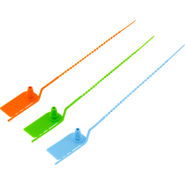 JY210T- Beaded Pull-Tight Plastic Seal with Tear-Off Buckle – Anti-Tamper Security for Logistics & Airline Carts